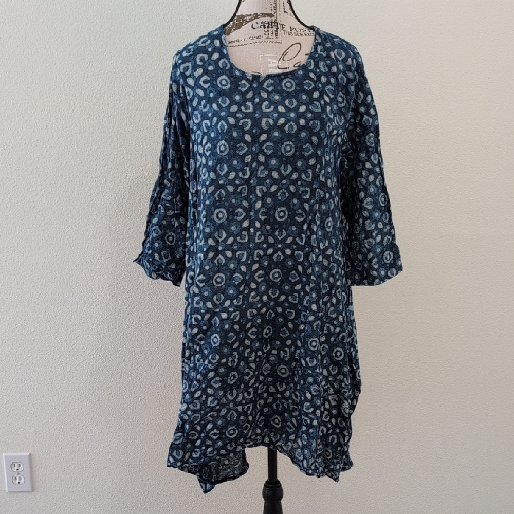 Passementrie Blue Patterned Women's Top